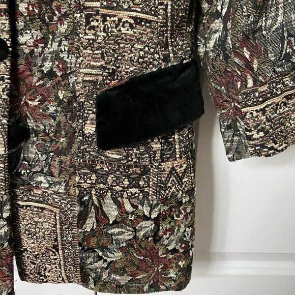 Vintage Holly Blazer Floral Tapestry Velvet Womens 6 Abstract Long Line 90s 80s - Picture 2 of 8